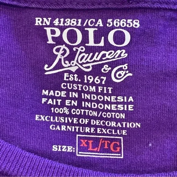 Polo Ralph Lauren Classic Fit Tee Purple Size XL - Picture 5 of 8
